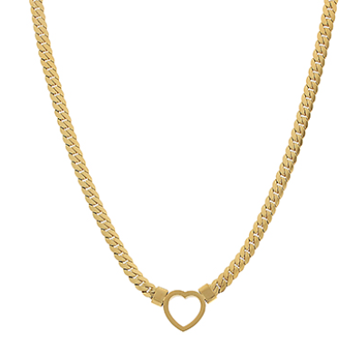 Open Heart Curb Link Chain Necklace