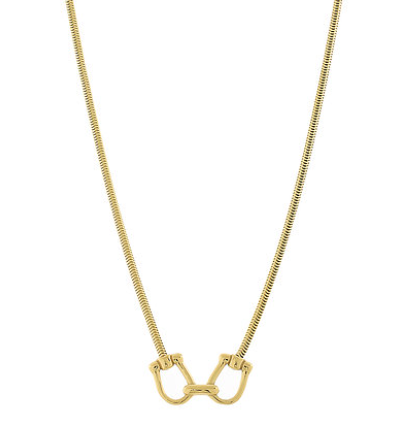 Linked Horseshoe Snake Chain Necklace - Gold