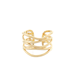 Wide & Layered Open Ring - Gold/Clear