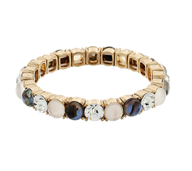 Pave Stone Bracelet - Abalone Multi/Gold
