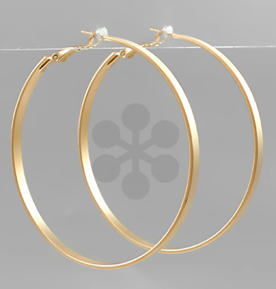 60mm Flat Hoops- Matte Gold