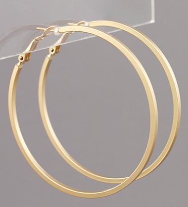 Thin Circle Hoops - Matte Gold