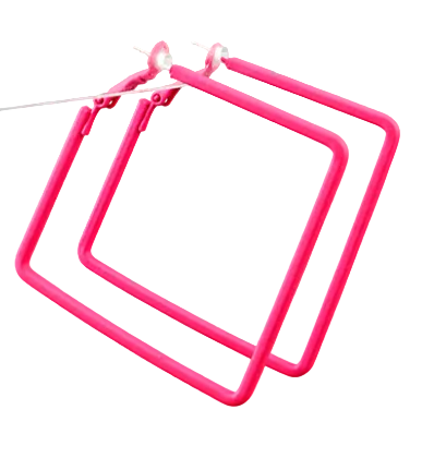 50mm Color Square Hoops - Fuchsia