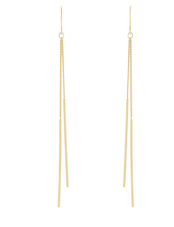 End Bar Layered Chain Long Earring - Gold