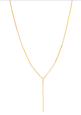 Metal Bar Station Necklace - Gold