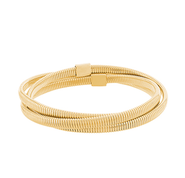 3 Row Omega Bangle Bracelet - Gold