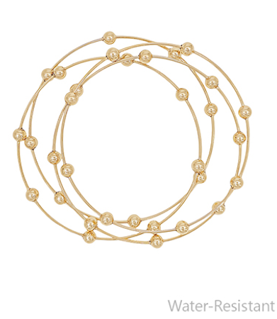 4 Row Ball Station Metal Bangle Bracelet - Gold