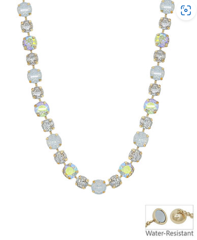 Glass Stone Bead Magnetic Necklace - Clear/AB/Gold