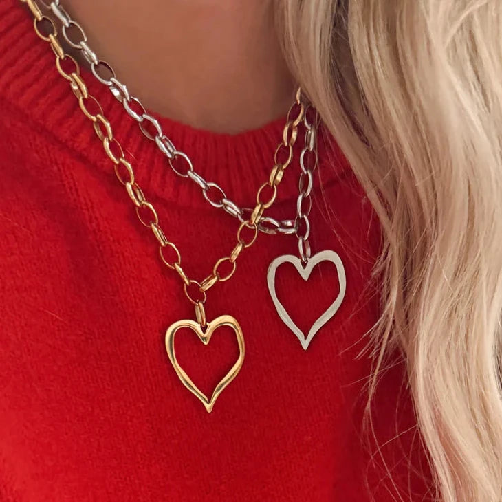 Large Open Heart Necklace - Assorted