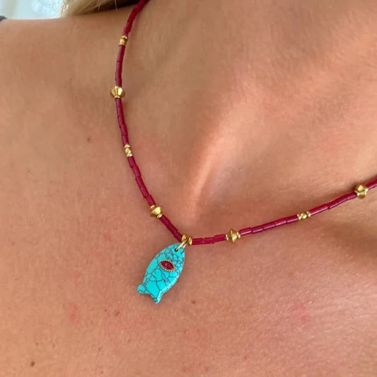 Sloane Necklace - Blue Fish