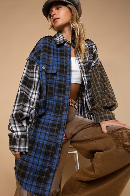"All In The Patchwork" Flannel- Black/Blue