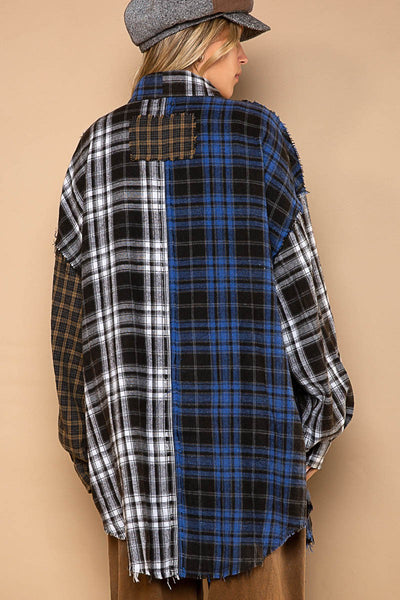 "All In The Patchwork" Flannel- Black/Blue