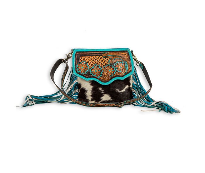 Creek Blossom Fringed Hand Tooled Bag