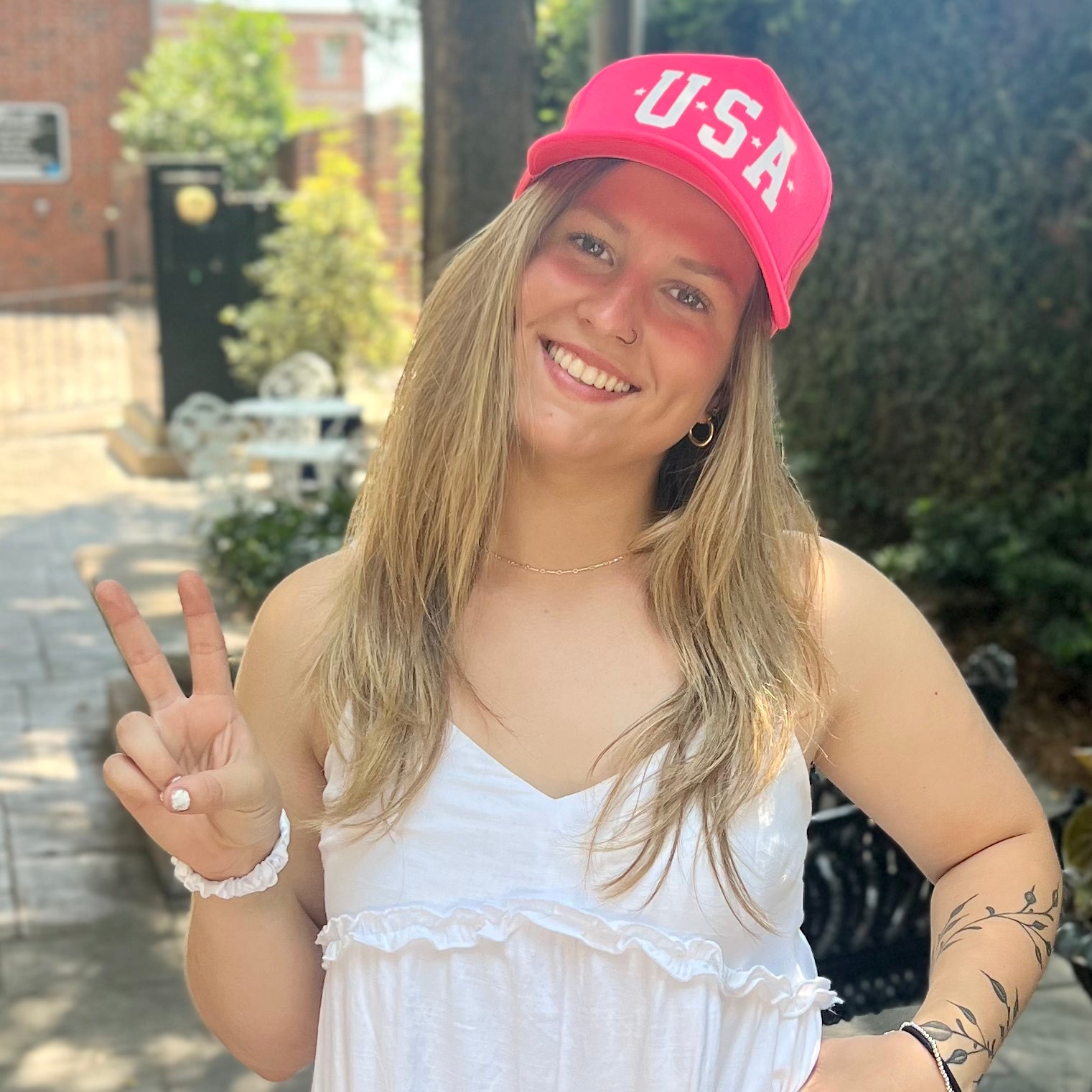 USA Hat - Hot Pink