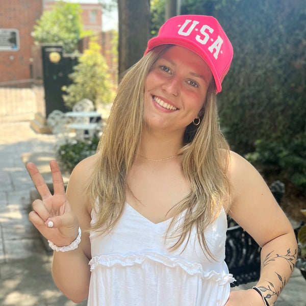 USA Hat - Hot Pink