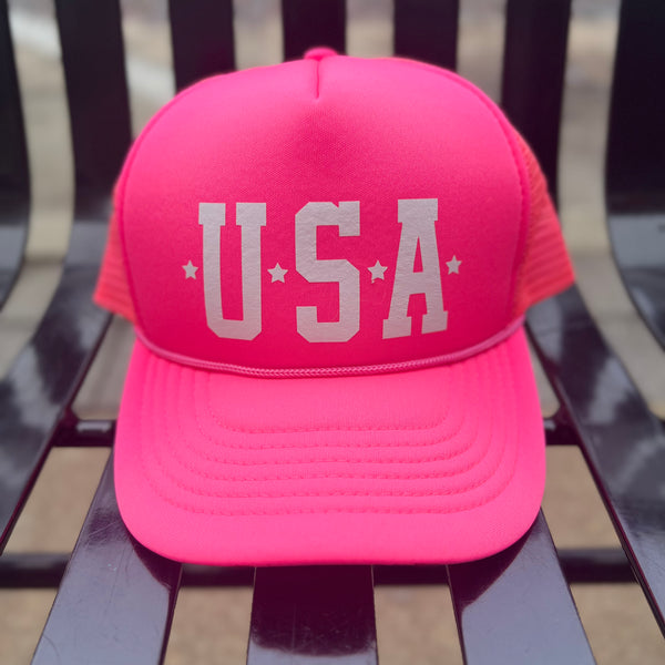 USA Hat - Hot Pink