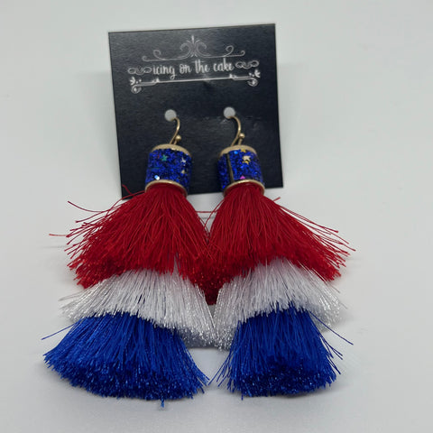 USA Tassel & Glitter Earrings