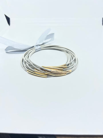 A Tube Bar Spring Wire Bracelet Set