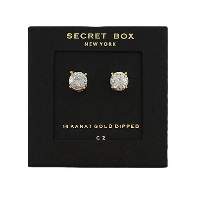 Secret Box CZ Circle Studs - Clear/Gold