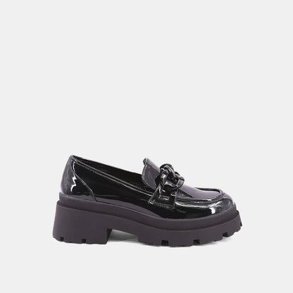 A Talitha Patent Chunky Heel - Black