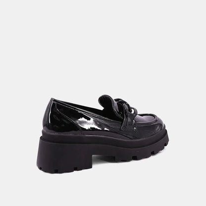 A Talitha Patent Chunky Heel - Black