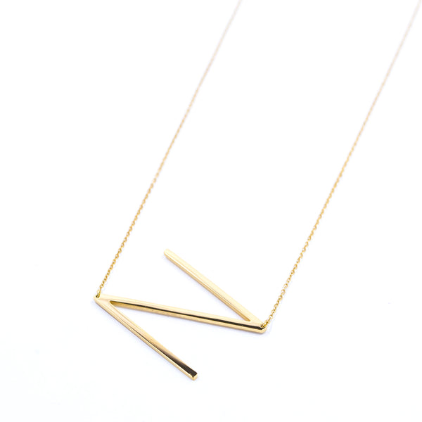 Jonsey Wood Initial Necklace - Gold