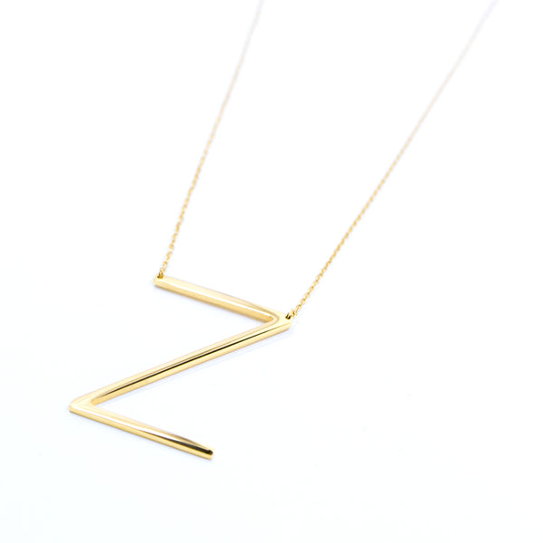 Jonsey Wood Initial Necklace - Gold