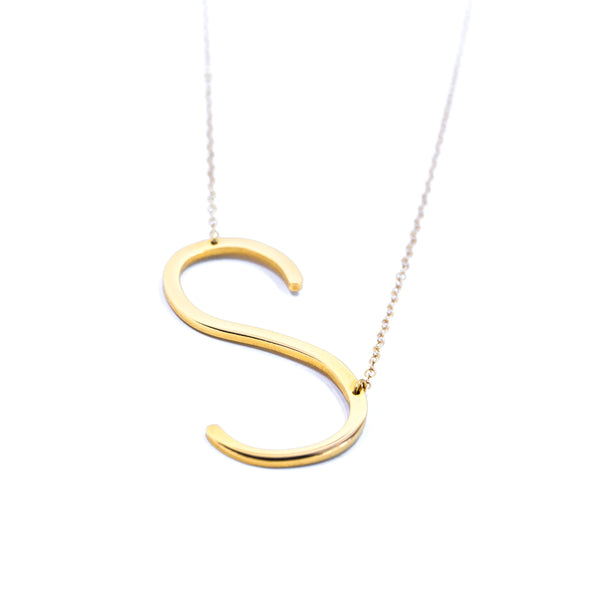 Jonsey Wood Initial Necklace - Gold