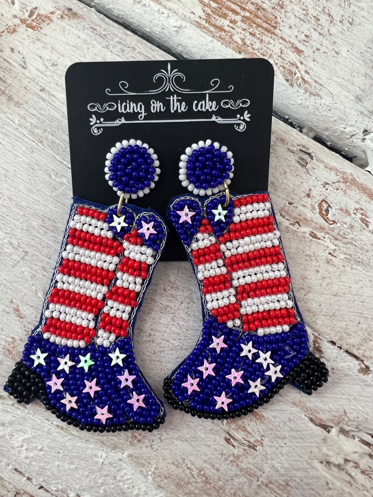 A Patriotic Western Boot Earring