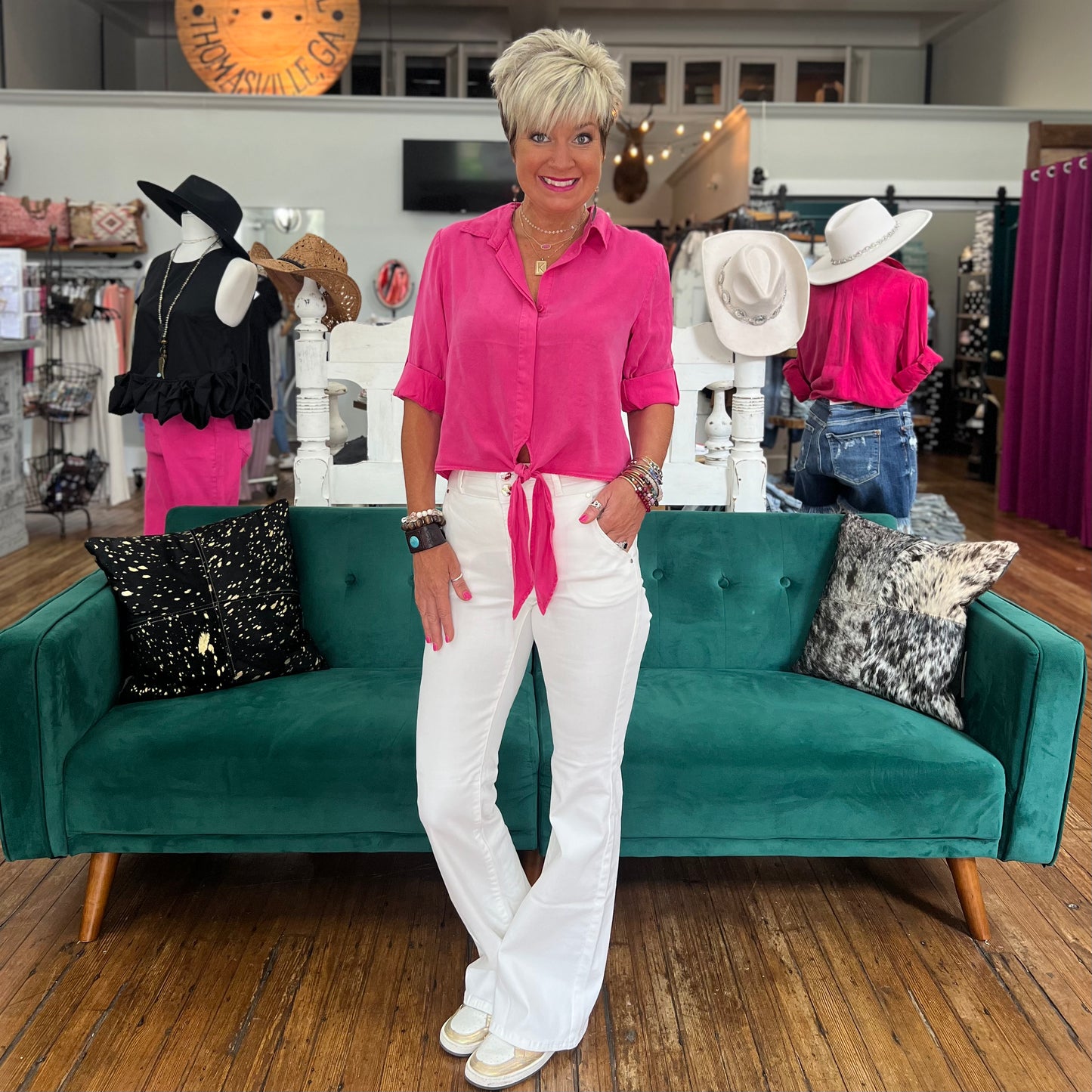 A Slide into Spring Top - Hot Pink
