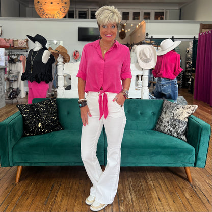 A Slide into Spring Top - Hot Pink