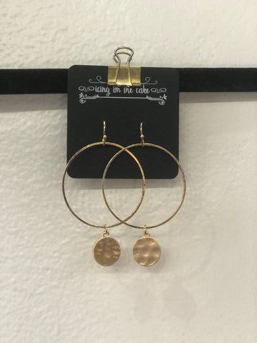 Matte Hammered Circle Gold Earring