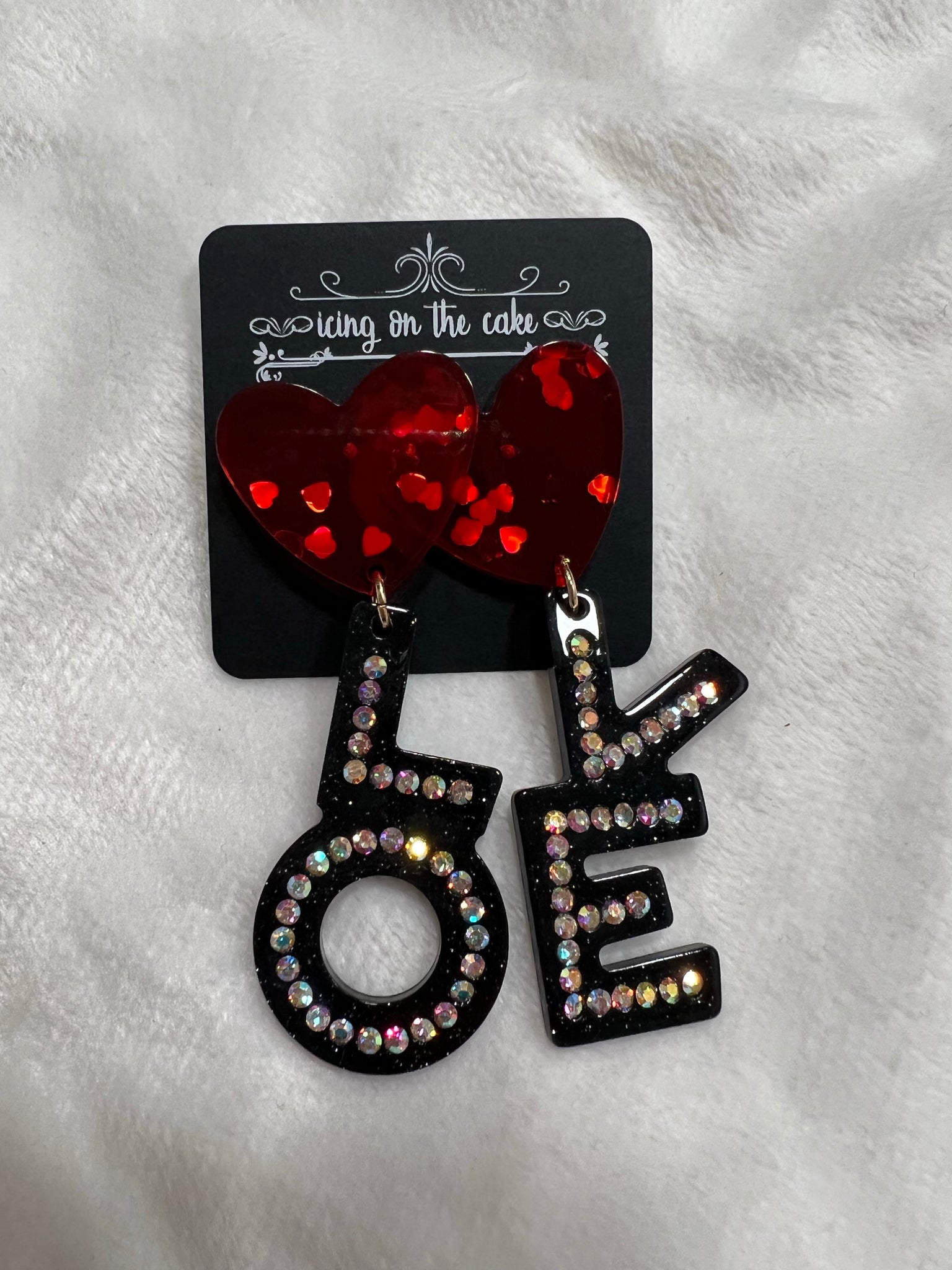 LOVE Letter Heart Earrings - Red