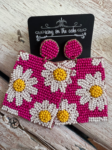 A Flower Rectangle Earring