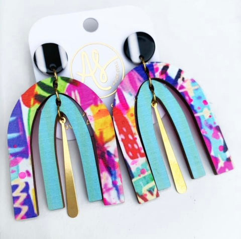 A Dorothy Earring - Mint Stripe