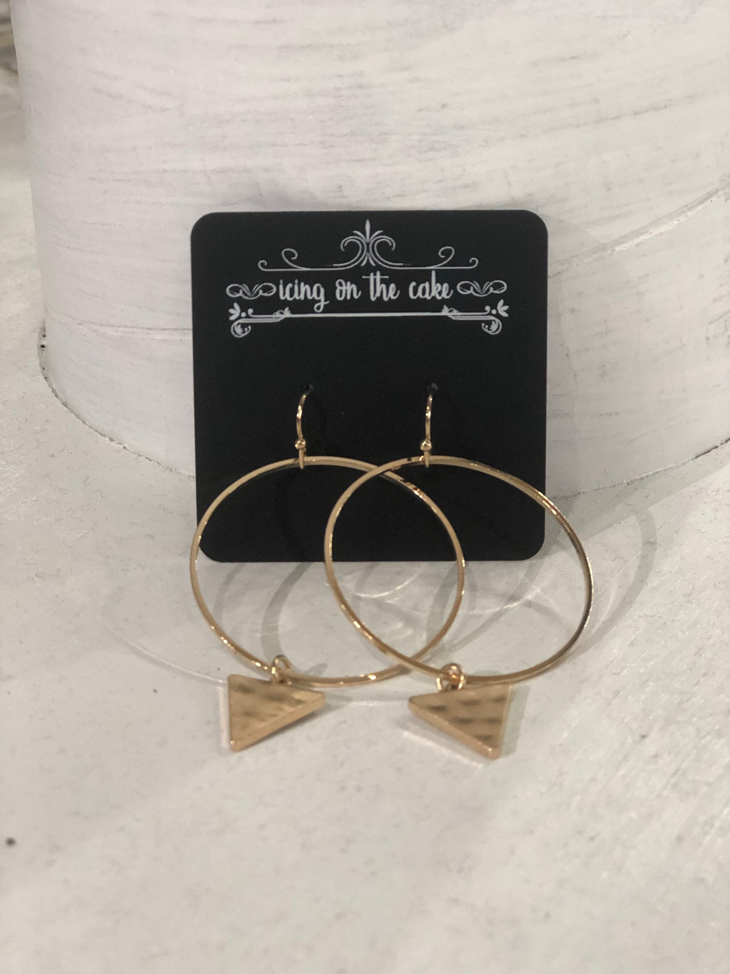 Matte Open Gold w/Hammered Triangle Earring