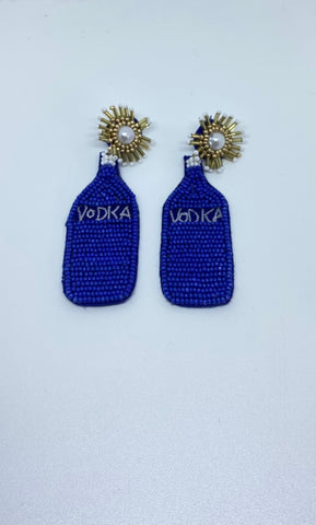 Beaded Vodka Earrings - Blue