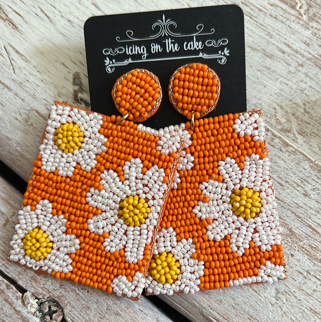 A Flower Rectangle Earring